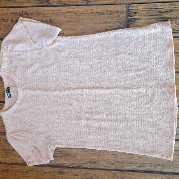 HEIMISH USA Tops - HEIMISH USA Blush Pink Textured Short Sleeve Blouse